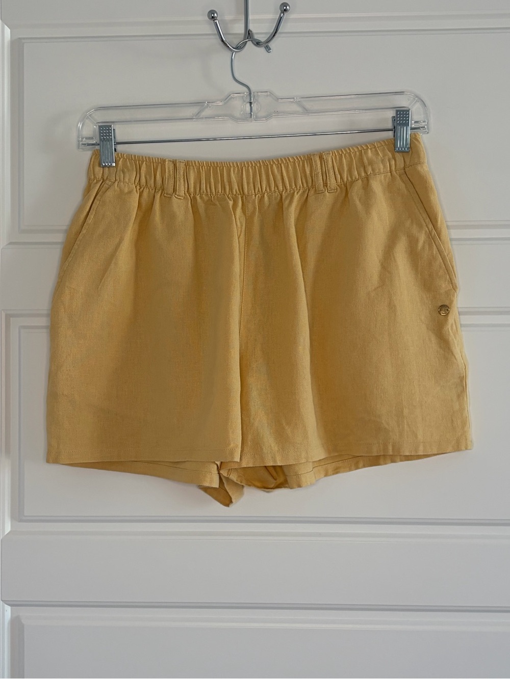 Roxy Linen Blend Pull On Shorts Size XL Beachy Coastal Casual Yellow